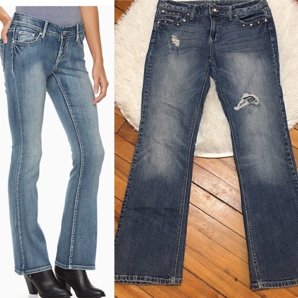 Apt.9 Studded fold Down pocket bootcut jeans